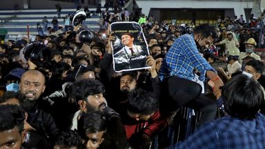 Fans arrive to pay their respect to the late actor Puneeth Rajkumar, 46, at the Sree Kanteerava Stadium in Bengaluru, India, October 29, 2021. REUTERS/Stringer NO ARCHIVES. NO RESALES.  